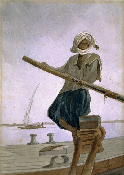 Boatman on the River Indus, India by Captain Cornelius Francis James