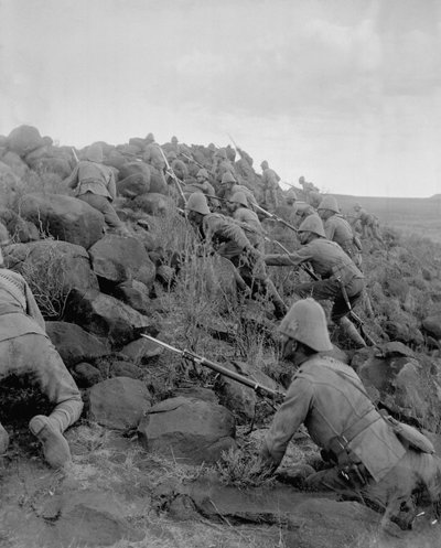 Canadian Troops Climbing a Kopje During the Boer War from an Album of Photographs Compiled by A.S. Pratt by Captain J.A. Holson