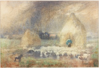 The Storm, Shepherd Sheltering by a Haystack by Captain William Brock