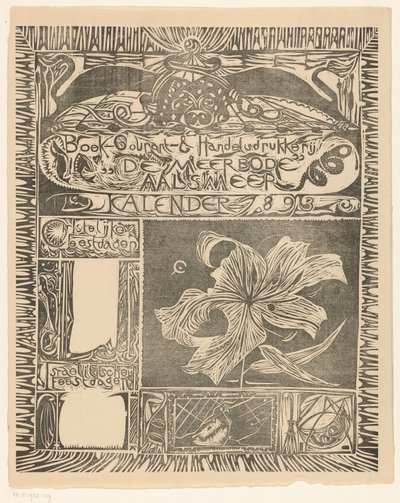 Calendar Page 1893 by Carel Adolph Lion Cachet