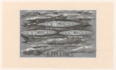 Design for Vignette of the Royal Packet Navigation Company, K.P.M. Lines by Carel Adolph Lion Cachet