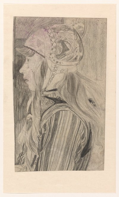 Portrait of a Girl in Traditional Costume from Marken by Carel Adolph Lion Cachet