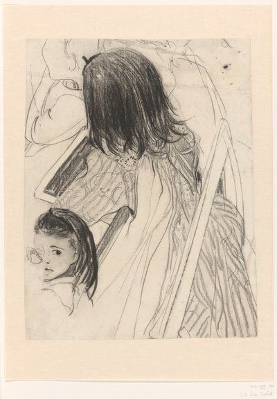 Sketch Sheet with Sitting Schoolgirl by Carel Adolph Lion Cachet