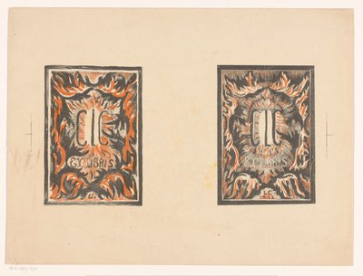 Two Bookplates of Carel Lion Cachet by Carel Adolph Lion Cachet