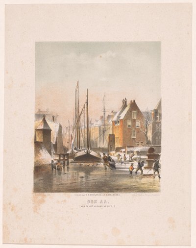 Frozen Canal in Groningen (Der Aa. from the Hoornsche Diep) by Carel Christiaan Antony Last