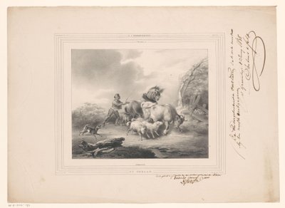 Farmer with His Animals Fleeing from a Hurricane by Carel Christiaan Antony Last