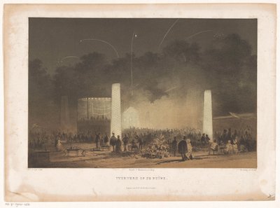 Fireworks on the Great Ruin in Leiden by Carel Christiaan Antony Last