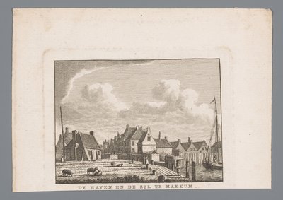 Harbor and Sluice in Makkum by Carel Frederik Bendorp (I)
