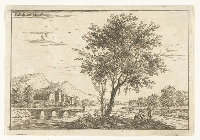 Hilly Landscape with Castle by a River, Landscapes (series title) by Carel Frederik Bendorp (I)