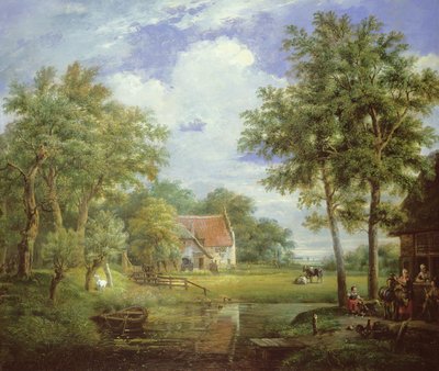 Dutch Farm Scene by Carel Lodewijk Hansen