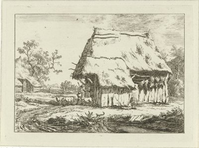 Shepherd by a Sheepfold by Carel Lodewijk Hansen