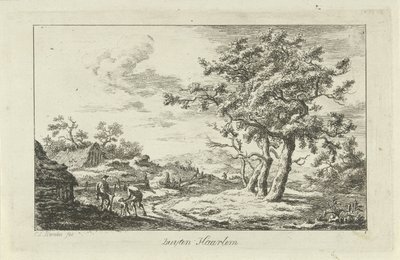 Hunters with a Dog on a Path by Carel Lodewijk Hansen
