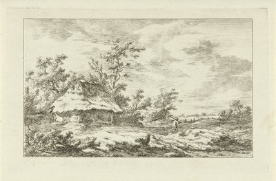 Man with Rake by a Barn (Landscapes A-F) by Carel Lodewijk Hansen