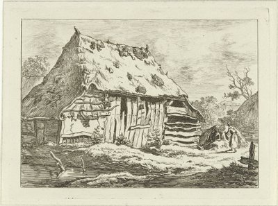 Couple by a Barn, Landscapes (1-6) (series title) by Carel Lodewijk Hansen