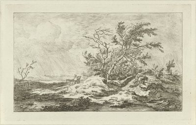 Horse with Wagon in a Landscape (Landscapes A-F) by Carel Lodewijk Hansen