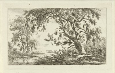 Fisherman in a River Landscape by Carel Lodewijk Hansen