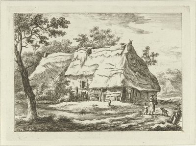 Woman with Child by a Farm (Landscapes 1-6) by Carel Lodewijk Hansen