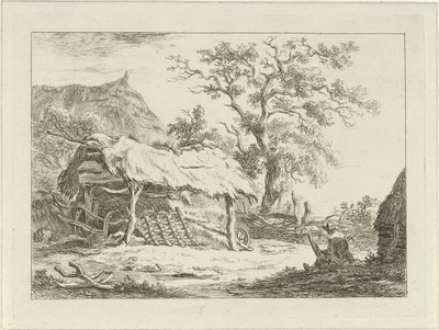 Seated Figure by a Barn by Carel Lodewijk Hansen