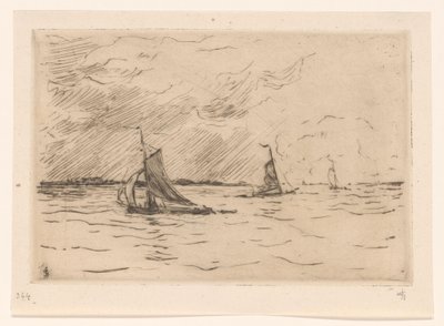 Three Sailboats on the Maas by Carel Nicolaas Storm van 