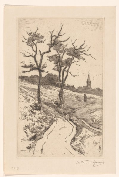 Dune Landscape with Church Tower of Katwijk by Carel Nicolaas Storm van 