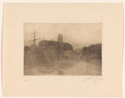 View of the New Harbor in Dordrecht at Evening by Carel Nicolaas Storm van 