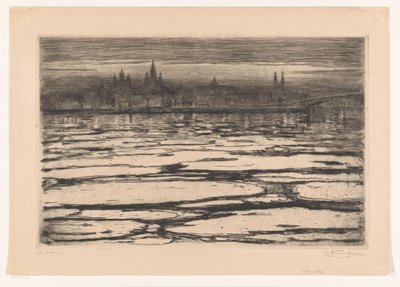 Ice Floes on the Rhine by Carel Nicolaas Storm van 