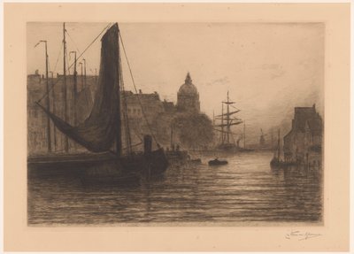 Harbor in Dordrecht at Evening by Carel Nicolaas Storm van 