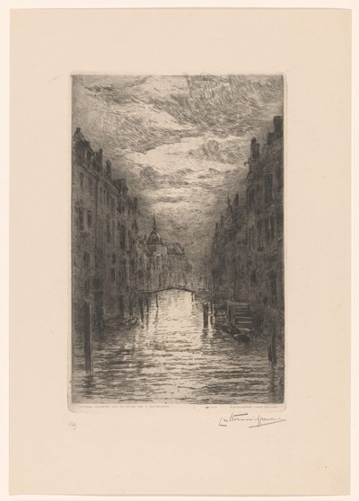 Canal in Dordrecht at Evening by Carel Nicolaas Storm van 
