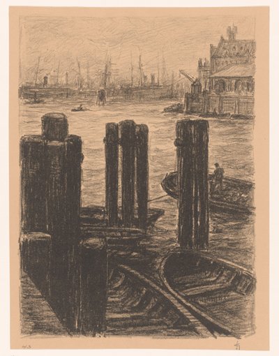 Piling in the Harbor of Hamburg by Carel Nicolaas Storm van 