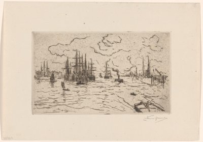 Ships on the Maas by Carel Nicolaas Storm van 