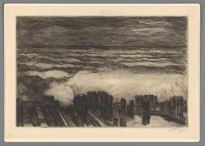 Sea with High Waves by Carel Nicolaas Storm van 