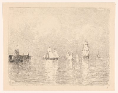 Sailing Ships at the Roadstead of Cuxhaven by Carel Nicolaas Storm van 