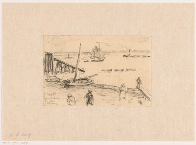 View of the Elbe at Altona, with Fishing Boats and Bathers by Carel Nicolaas Storm van 