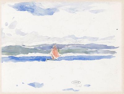 View of the Sea with Boat (?) by Carel Nicolaas Storm van 
