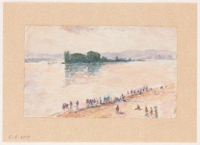 View from the Shore Across the Full Width of a River by Carel Nicolaas Storm van 