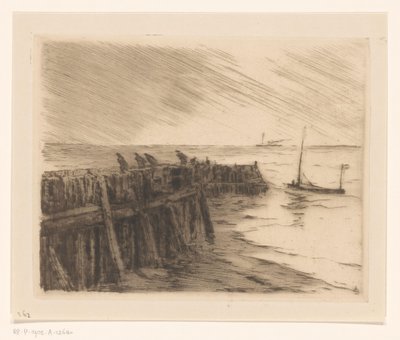 Pier in Vlissingen by Carel Nicolaas Storm van 