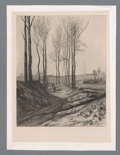 Shepherd with Flock on a Hollow Road near Vilvoorde by Carel Nicolaas Storm van 