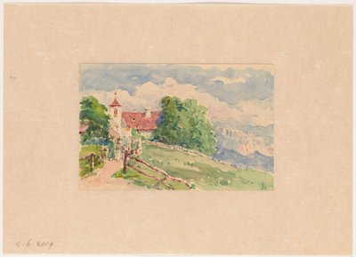 Oberbozen, a Narrow Road Leading to a Church on a Hillside by Carel Nicolaas Storm van 