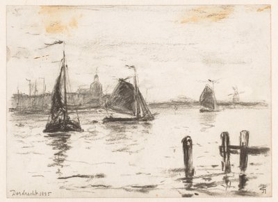 Fishing Boats on the Maas near Dordrecht by Carel Nicolaas Storm van 