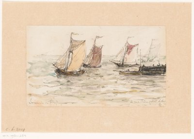 Sailing Fishing Boats on the Scheldt by Carel Nicolaas Storm van 