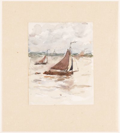 Sailing Fishing Boats on the Scheldt by Carel Nicolaas Storm van 
