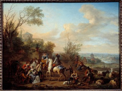 Halt of Hunters by Carel van Falens or Valens