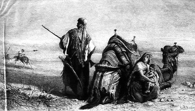 Bedouins in the desert, one of a collection of six prints after the artist by Carl (after) Haag