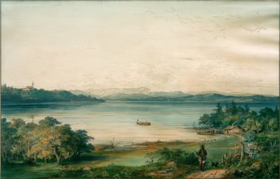 The Ammersee Seen from Ried Castle by Carl August Lebschee