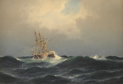 A Steamship in a Storm in the Atlantic by Carl Bille
