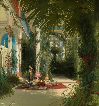 The Interior of the Palm House on the Pfaueninsel Near Potsdam by Carl Blechen