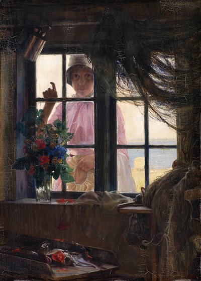 After the Bath. A Young Girl Knocking at the Fisherman