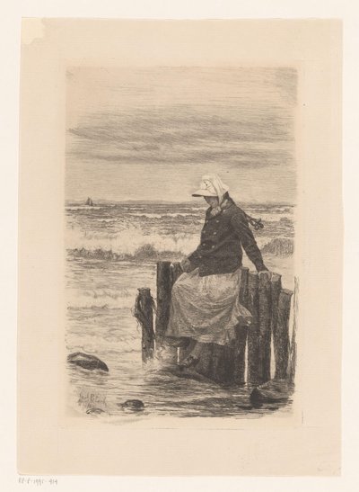 Lady Sitting on a Pier by the Water by Carl Bloch
