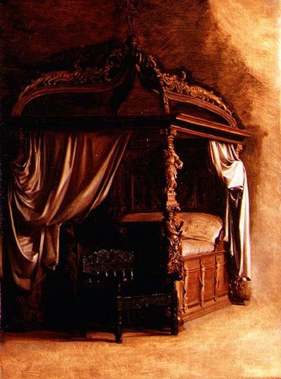 The Royal Bed of King Christian IV of Denmark (1577-1648) by Carl Bloch