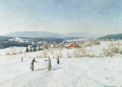 Landscape with Skiers by Carl Edvard Diriks